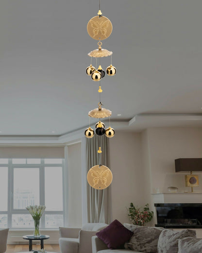 6 Bell House Decorative Hanging Wind Chimes for Home Positive Energy | Wind Chimes for Home Balcony Windows Bedroom Living Room Garden Hanging Indoor Outdoor Decoration with Sweet Sound (24 inch)